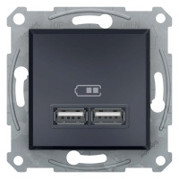 Розетка USB Schneider ASFORA 2-я 1А антрацит