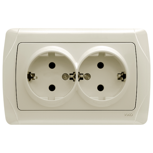 Розетка VIKO Carmen 2-на із заземленням біла/крем