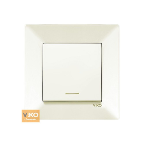 Вимикач VIKO Meridian 1-кл вбудований з підсвіткою білий/крем