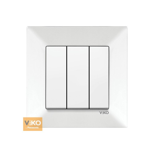 Вимикач VIKO Meridian 3-кл вбудований білий/крем