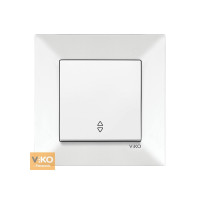 Вимикач VIKO Meridian 1-кл вбудований прохідний білий/крем