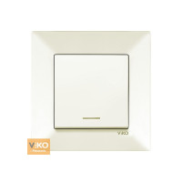 Вимикач VIKO Meridian 1-кл вбудований прохідний з підсвіткою білий/крем