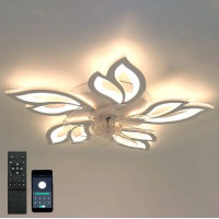Управляемая светодиодная люстра с вентилятором FAN ELLF 85W+18W 5F-APP-680x120-WHITE/WHITE-220-IP20