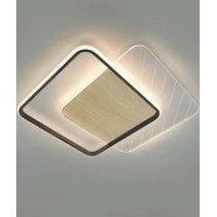 Керована світлодіодна люстра AMATO-60W-2R-APP-505x505x52-BLACK/WOOD/CLEAR-220-IP20 