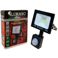 Прожектор LED LUMANO SMD 10W 6000K черный с СЕНСОРОМ (L-15см с радиатором) STANDARDeco 