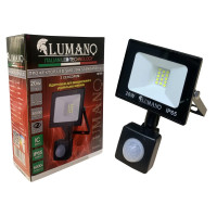 Прожектор LED LUMANO SMD 20W 6000K чорний з СЕНСОРОМ (L-15см з радіатором) STANDARDeco