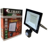 Прожектор LED LUMANO SMD 50W 6000K чорний з СЕНСОРОМ (L-15см з радіатором) STANDARDeco 