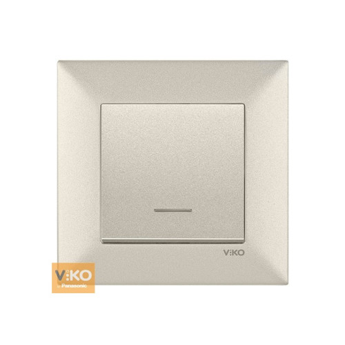 Вимикач VIKO Meridian 1-кл вбудований з підсвіткою бронза/срібло