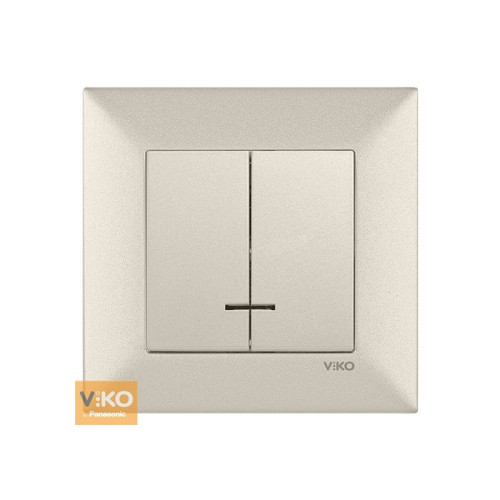 Вимикач VIKO Meridian 2-кл вбудований з підсвіткою бронза/срібло